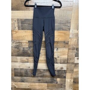 Lululemon Tight Stuff Tight II Black Mesh Laser Cut Leggings Size 2